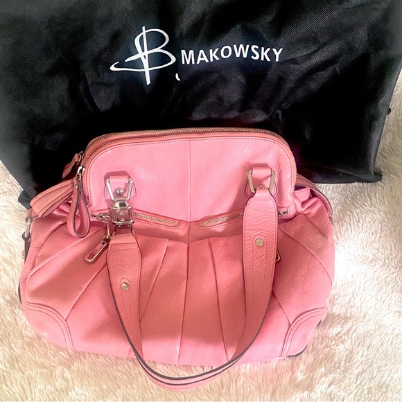 B. Makowsky Dusty Rose Leather Shoulder Bag - Picture 2 of 16
